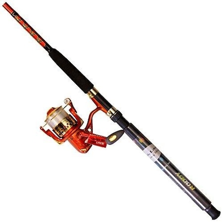 Master Roddy Hunter LedLite Spin Combo, With Line, 3Bb Graphite Spool, 7', Med, Burnt Orange DN504-WL